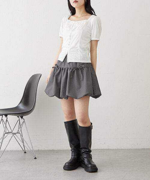 「w closet」 半袖カットソー FREE オフホワイト レディース_画像9