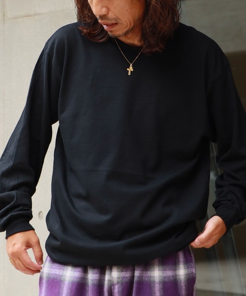 GILDAN ブラック ロングスリーブ Tシャツ　クリスタルレイク GILDAN tシャツ 「ROOPTOKYO」GILDAN 6oz クルーネック 袖リブ
