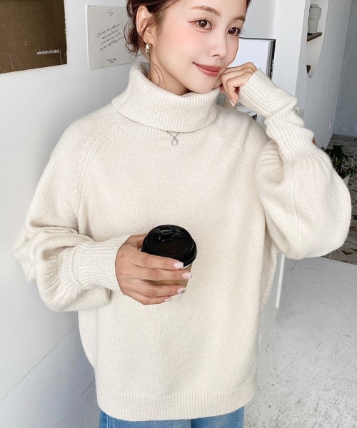 moment+ ニット セーター ハイネックモチモチニットプルオーバー