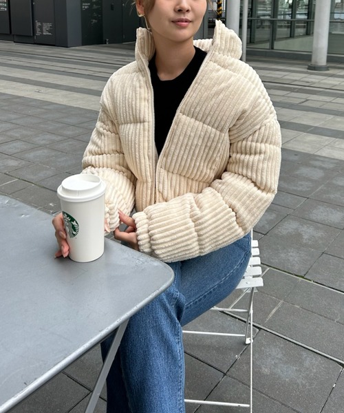 ダウンコート ダウンジャケット 「選べる素材」新素材登場！コーデュロイ/合皮ダウン レディース | LACーVERT | 26