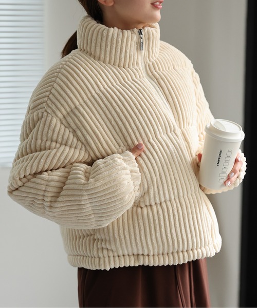 ダウンコート ダウンジャケット 「選べる素材」新素材登場！コーデュロイ/合皮ダウン レディース | LACーVERT | 27