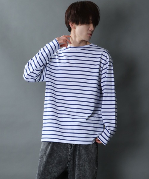 tシャツ Tシャツ メンズ Heavy weight border boat neck T-shirt/ヘビーウェイト ボーダー ロングスリーブ ボー｜zozo｜19