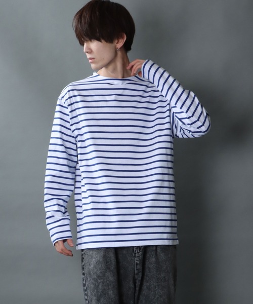 tシャツ Tシャツ メンズ Heavy weight border boat neck T-shirt/ヘビーウェイト ボーダー ロングスリーブ ボー｜zozo｜18