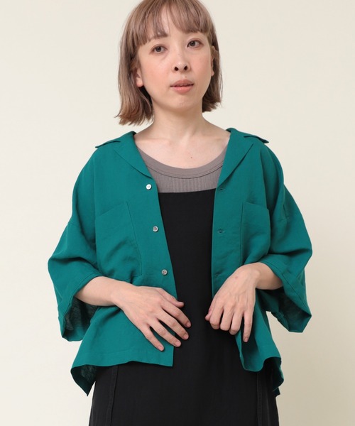 ブラウス シャツ B2757 リネンレーヨンシャツ レディース