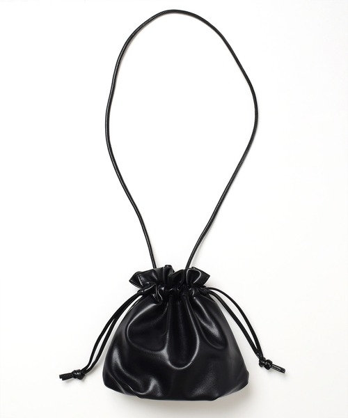 極美品　BEAUTY&YOUTH レザーショルダーバッグ巾着バッグ　黒　2way ショルダーバッグ バッグ 2WAYレザー巾着ショルダーバッグ レディース