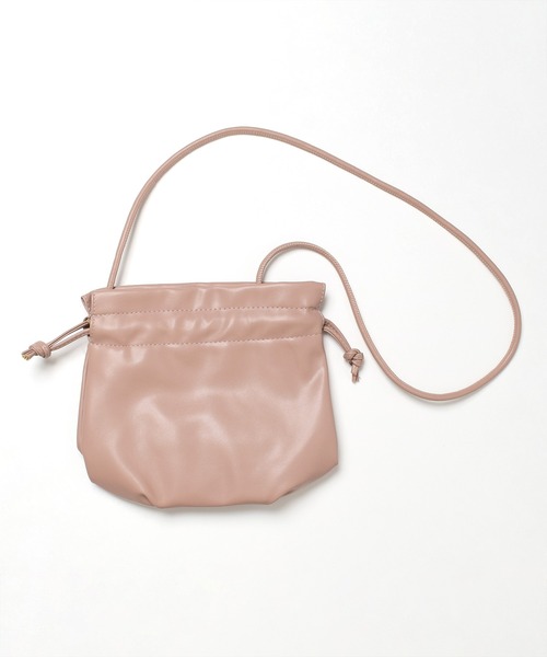 ショルダーバッグ バッグ 2WAYレザー巾着ショルダーバッグ レディース