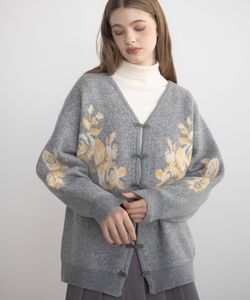 カーディガン flower china cardigan/花柄ジャガードカーディガン