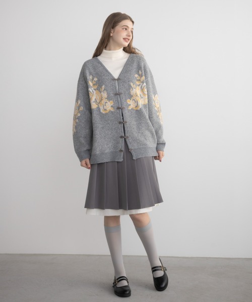 カーディガン flower china cardigan/花柄ジャガードカーディガン