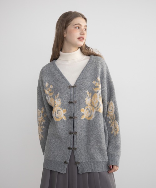 カーディガン flower china cardigan/花柄ジャガードカーディガン