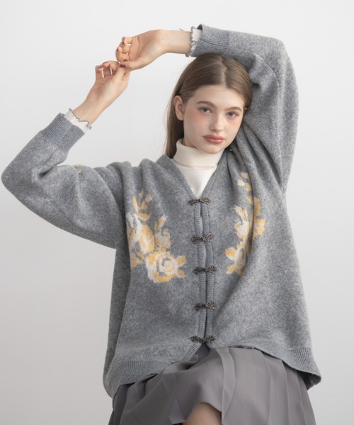 カーディガン 「 新色追加 / 4色展開 」flower china cardigan/花柄