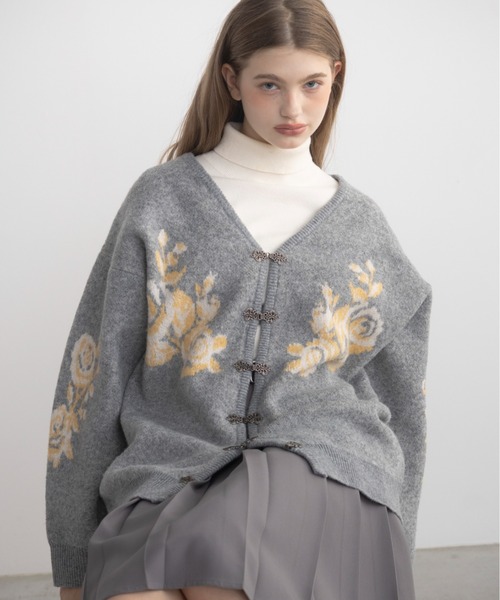 カーディガン flower china cardigan/花柄ジャガードカーディガン