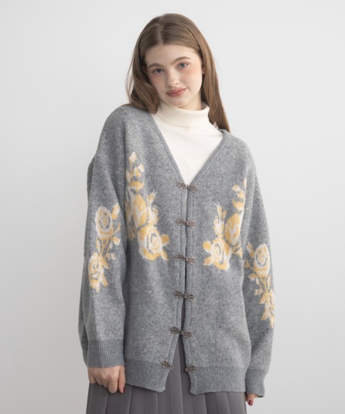 カーディガン flower china cardigan/花柄ジャガードカーディガン