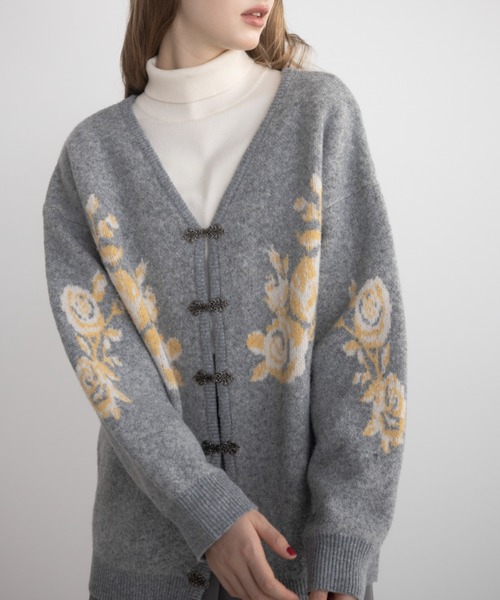カーディガン 「 新色追加 / 4色展開 」flower china cardigan/花柄