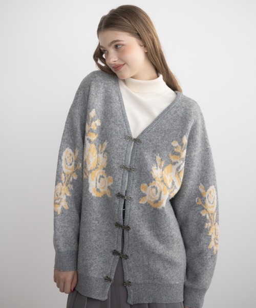 カーディガン 「 新色追加 / 4色展開 」flower china cardigan/花柄