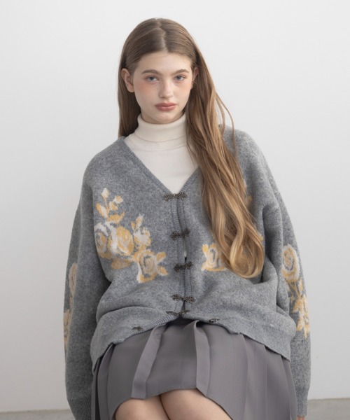 カーディガン 「 新色追加 / 4色展開 」flower china cardigan/花柄