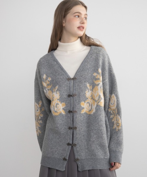 カーディガン flower china cardigan/花柄ジャガードカーディガン