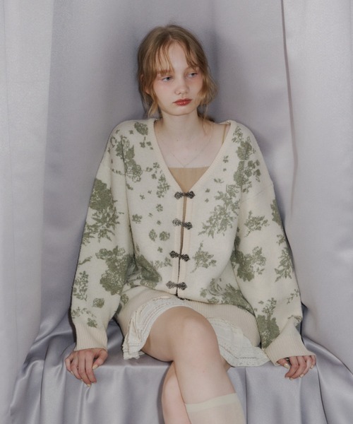 カーディガン 「 新色追加 / 4色展開 」flower china cardigan/花柄