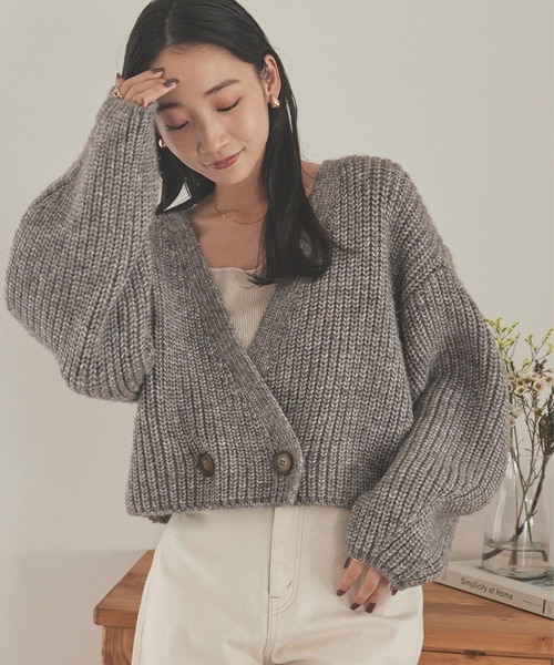 Stylevoice for xxx カーディガン ローゲージショートニット