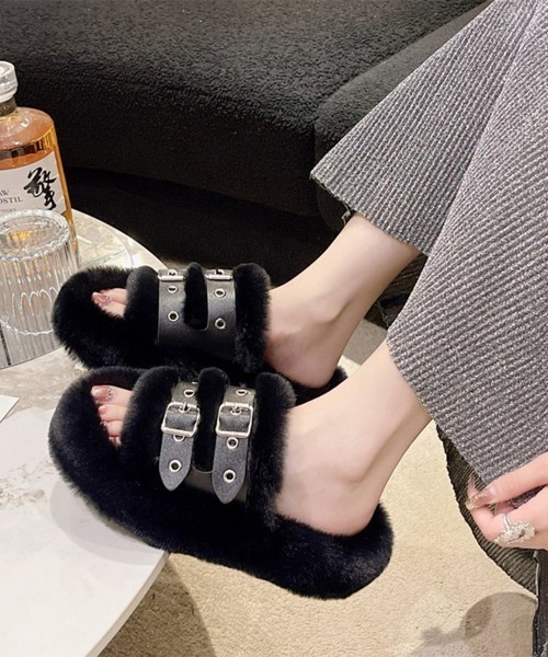 miniministore サンダル ファーサンダル レディース ボア