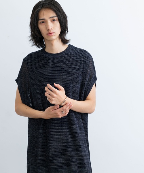 JUNEベスト JUNRED ベスト ジレ ヘザーメッシュルーズベスト メンズ