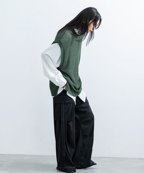 JUNRED ベスト ジレ ヘザーメッシュルーズベスト メンズ