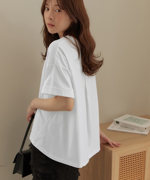 uvカット tシャツ 半袖 綿100%バックタックワイドTシャツ レディース