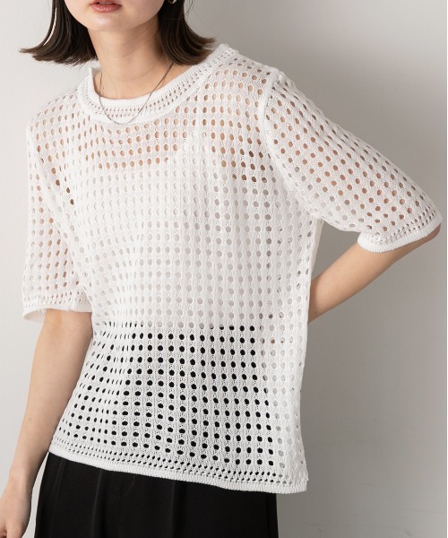 tシャツ K2578 綿麻サマーニットプルオーバー レディース K2578 綿麻サマーニットプルオーバー(M ベージュ): トップス