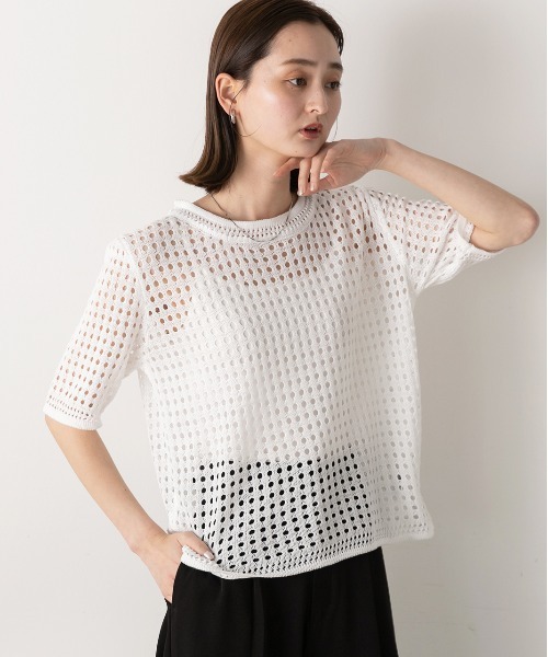 ad thie tシャツ 透かし編み サマーニットプルオーバー