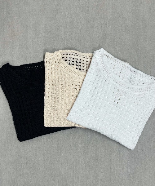 ad thie tシャツ 透かし編み サマーニットプルオーバー
