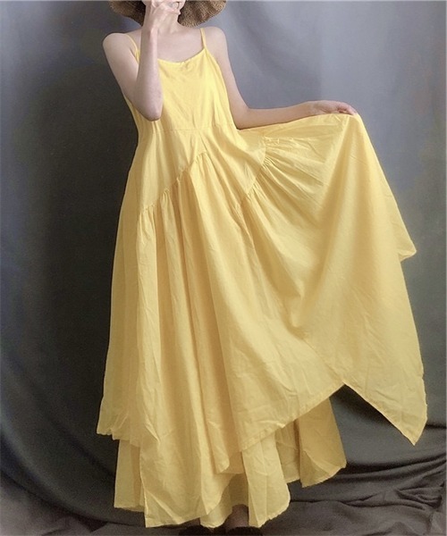 キャミワンピース ロング フレア シフォン 無地 アシンメトリー wbs3910x-1.jpg