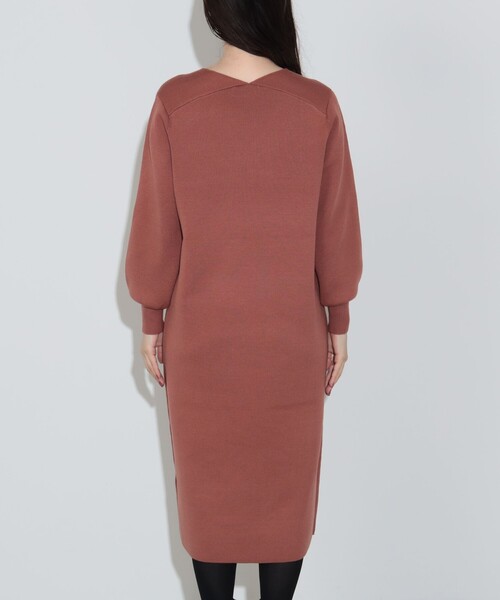 BEAMS HEART ワンピース Vネック ロングニット レディース : ZOZOTOWN  