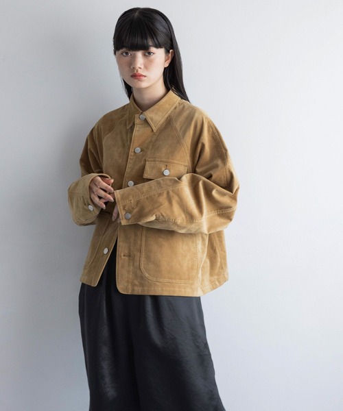 J.PRESS カバーオール ストライプ　長袖　アウター　ショート丈 SASHIKO STRIPE SHORT JACKET（サシコ ストライプ ショート
