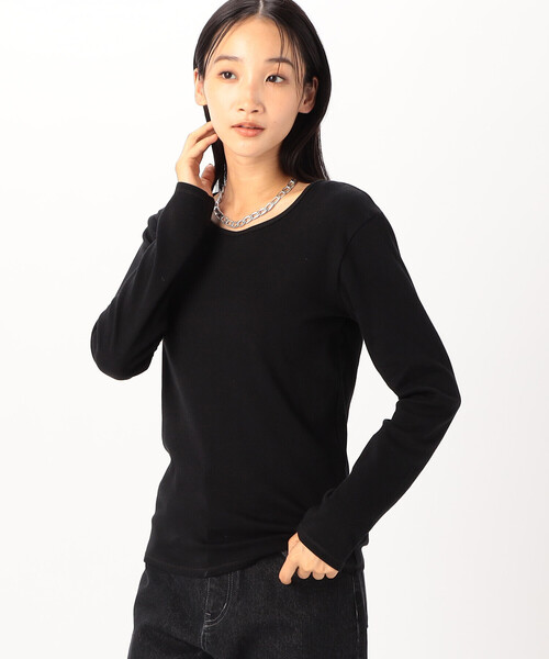 COMME CA ISM tシャツ 綿100％ 吸湿発熱 あったか クルー
