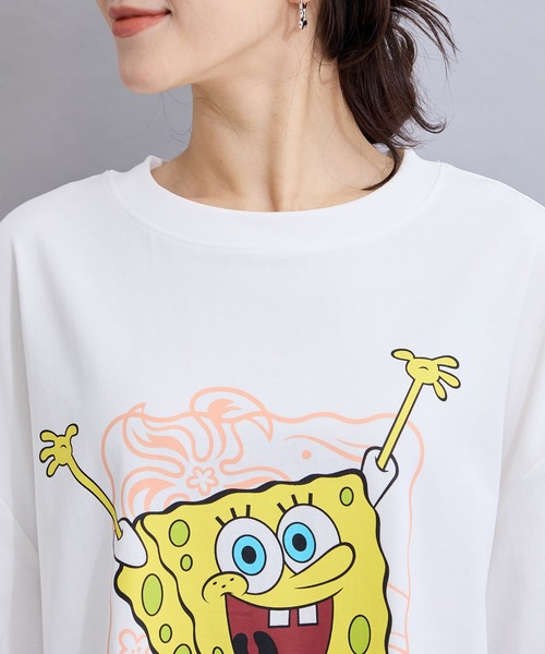未使用　スポンジボブ　Tシャツ　レディース　半袖Tシャツ　Mサイズ LE CERCLE par rope' tシャツ 「別注」スポンジボブTシャツ レディース