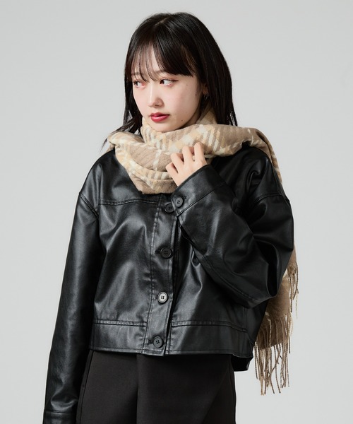 Chick マフラー ストール Check Pattern Fringe Muffler / チェック柄