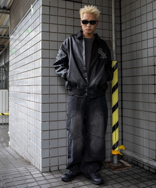 ジャケット・アウター ROUND SHORT FAKE LEATHER JACKET Ameri（アメリ）の「ROUND SHORT SYNTHETIC LEATHER JACKET