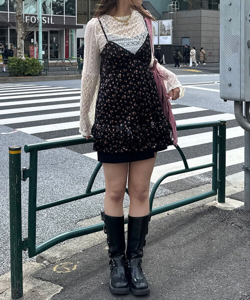 CIAOPANIC チュニック ベロアフラワーキャミチュニック
