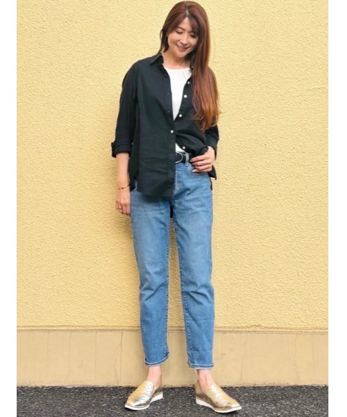 ジーンズ デニム デニムパンツ ミッドライズ ガールフレンドデニム レディースの画像