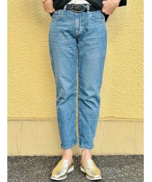ジーンズ デニム デニムパンツ ミッドライズ ガールフレンドデニム レディースの画像