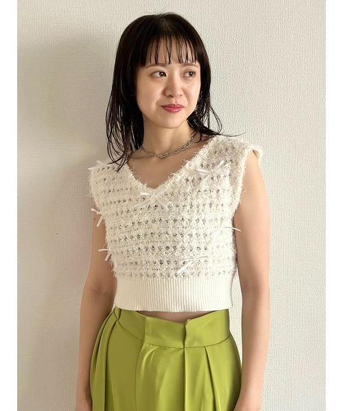 LILY BROWN ニット セーター ミニリボンニットベスト レディース