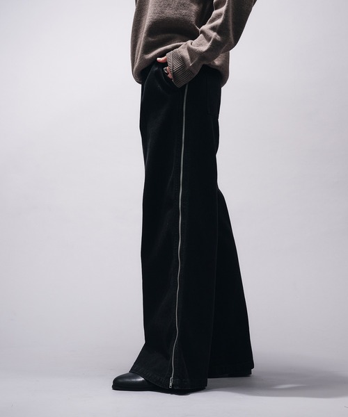 レイヤード デニム サイドジップ ワイド ジーンズ ルーズ nr1147 selle glant ジーンズ SIDE ZIP WIDE DENIM PANTS/サイドジップ