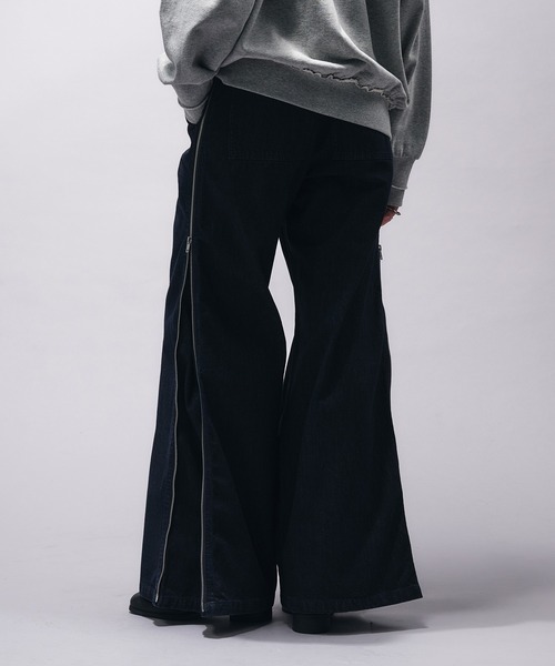 レイヤード デニム サイドジップ ワイド ジーンズ ルーズ nr1147 selle glant ジーンズ SIDE ZIP WIDE DENIM PANTS/サイドジップ