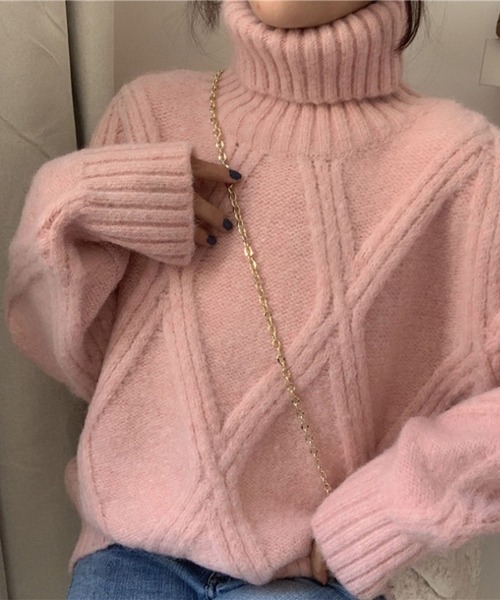 「meJane」 タートルネックニット FREE ピンク レディース_画像5