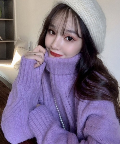 「meJane」 タートルネックニット FREE ピンク レディース_画像6