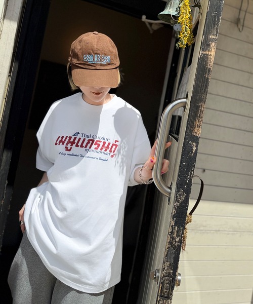 tシャツ 「JaVaジャバコラボ」お洒落見え確定。綿100％タイ料理メニュー風プリントルーズフィットTシャツ(オーバーサイズ) レディース | Java | 09
