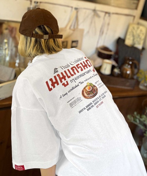 tシャツ 「JaVaジャバコラボ」お洒落見え確定。綿100％タイ料理メニュー風プリントルーズフィットTシャツ(オーバーサイズ) レディース | Java | 07