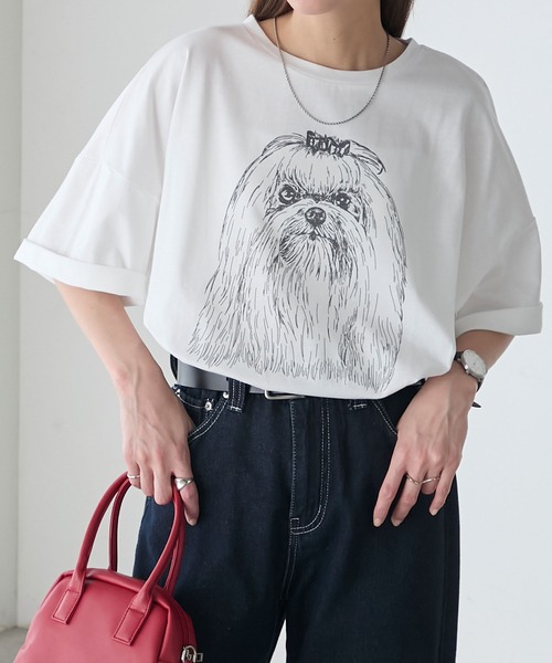BONLECILL tシャツ DOGプリントT（マルチーズ） レディース