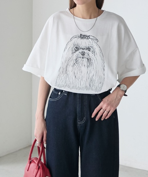 BONLECILL tシャツ DOGプリントT（マルチーズ） レディース