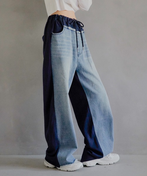 D＆G スウェット×デニム ドッキング加工 パンツ 44 DENIM COLLECTION 】スウェットドッキング デニム パンツ | GUGU
