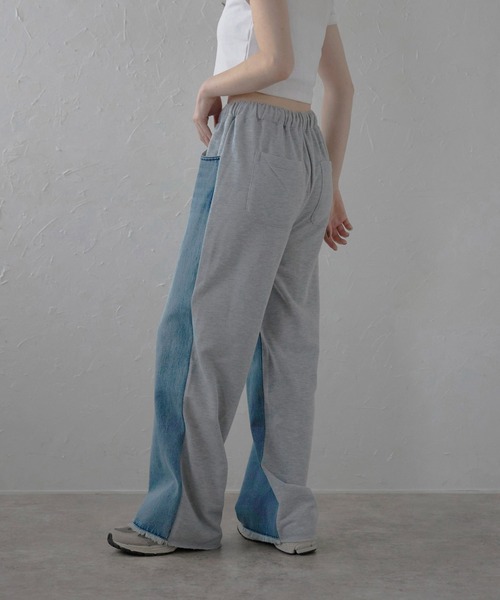 スウェットパンツ ジャージ 「MINERTE」denim docking sweat pants / デニムドッキングスウェットパンツ レディース | MINERTE | 14